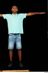 Whole Body Man T poses Black Jeans Shorts Slim Standing Studio photo references